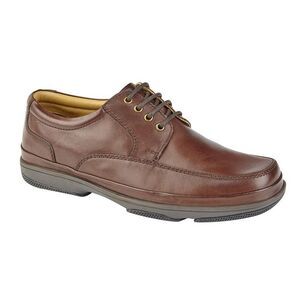 Roamers Mens Leather Wide Fit 4 Eye Deluxe Casual Shoes / Brown